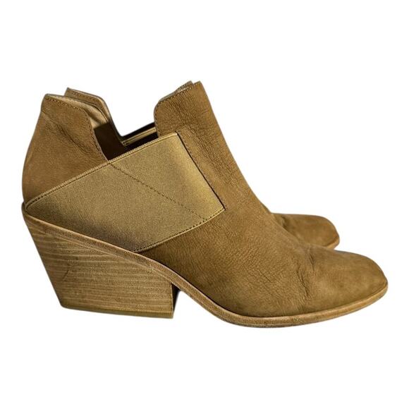 Eileen Fisher Shoes - Eileen Fisher Leather Ankle Booties Women’s 9.5 Brown Suede Block Heel Slip-On